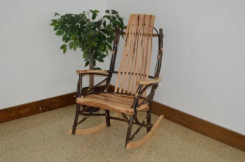 Vista 2 de A & L Furniture Hickory - Silla mecedora de 9 latillas, acabado natural Natural Finish