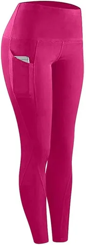 Vista 4 de Pantalones deportivos para mujer, para correr, yoga, pantalones deportivos de cintura alta, sin costuras, con bolsillos, para gimnasio y yoga