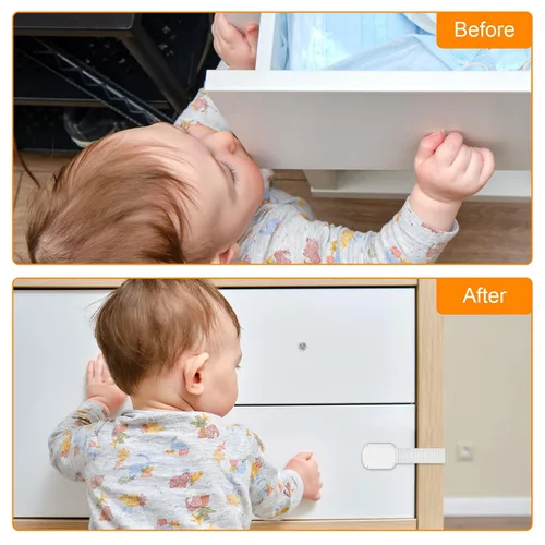 Vista 3 de Coolrunner - Cerraduras de correa de seguridad para niños, paquete de 12 cerraduras de seguridad para niños, a prueba de bebés, cerraduras