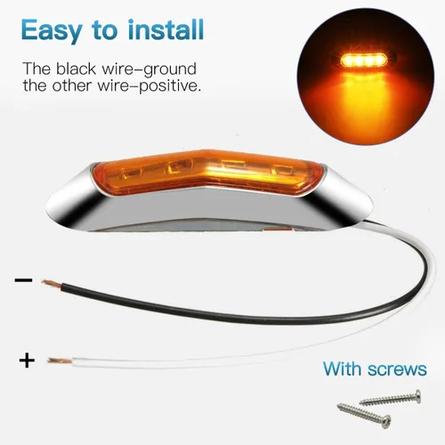 Vista 3 de ALFU 20 luces indicadoras LED de 10 ámbar+10 rojas DC12V-24V LED de marcador lateral, luces de remolque, lámpara delantera y trasera con bisel