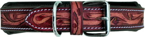 Vista 4 de Affilare Collar de cuero para perro, estilo occidental, resistente, hecho a mano, ajustable, acolchado, suave para cachorros y perros grandes