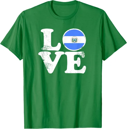 Vista 4 de Love El Salvador Flag tShirt Home Pride Distressed Tee T-Shirt