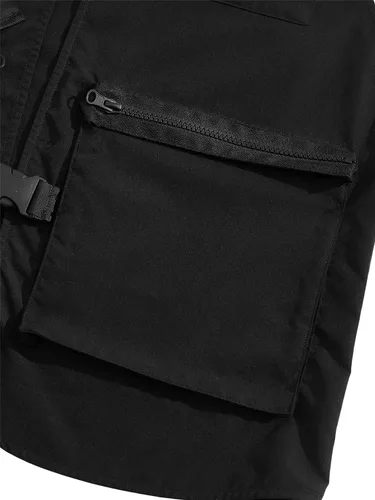 Vista 4 de Verdusa Chaleco de carga utilitario para hombre, con hebilla frontal y bolsillo frontal