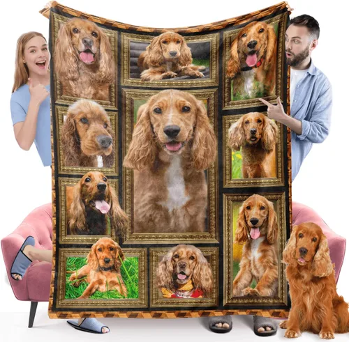 Vista 10 de Manta de perro Cocker Spaniel para niños, bonita manta de franela suave y acogedora para niñas y niños, mantas para bebés y niños pequeños