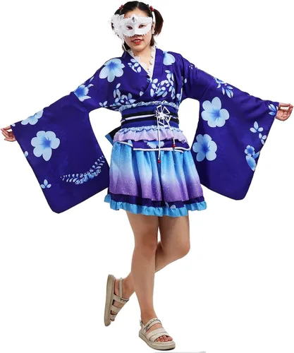 Vista 6 de GRACEART Disfraz de kimono japonés de Yukata para cosplay de anime