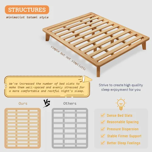 Vista 6 de NELYE Base de cama de plataforma individual, base de colchón de madera maciza de 14 pulgadas con listones de apoyo y patas, marco de cama simple
