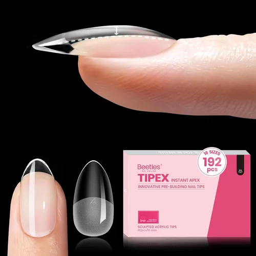 Vista 28 de Beetles Tipex Instant Apex - Puntas de uñas cuadradas largas, 192 piezas, 16 tamaños (00-14)