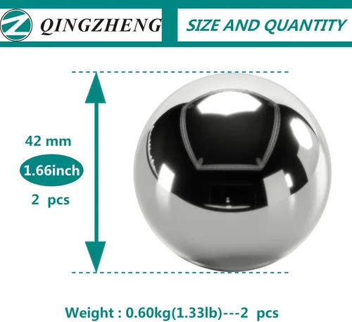 Vista 2 de Z QINGZHENG - Pelotas Baoding de acero inoxidable sólido de 1.66 pulgadas, 1.66 pulgadas, balón de mano de masaje para ejercicio de salud