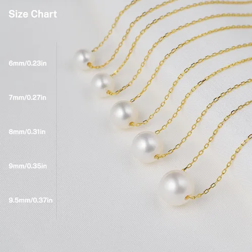 Vista 5 de AAAA Single Pearl Necklace Sterling Silver Floating Freshwater Cultured Pearl Pendant Necklace for Women 16 inch,17.5 inch