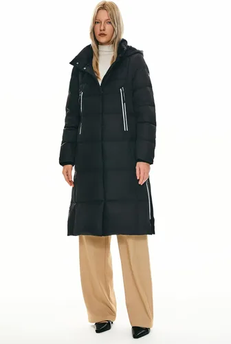 Vista 7 de Orolay Chaqueta de Plumón Larga Engrosada para Mujer, Abrigo de Plumón de Invierno, Chaqueta Acolchada con Capucha y Cremallera Lateral