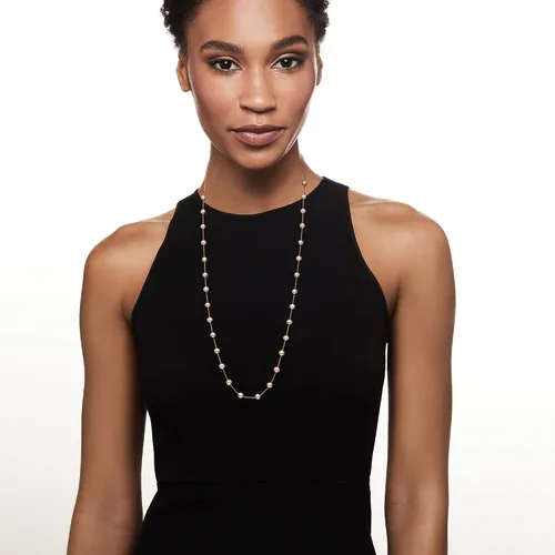 Vista 6 de Ross-Simons 6-6.5mm Pink Cultured Pearl Station Necklace in 14kt Yellow Gold