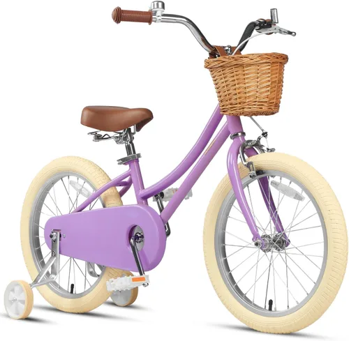 Vista 34 de Petimini Vintage Kids Bike for Girls, 12–20 Inch Classic Bicycle with Wicker Basket & Bell, High Tensile Steel Frame, Training Wheels (12–18”), 85%