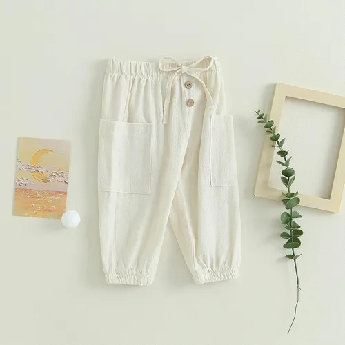 Vista 8 de Pantalones deportivos de algodón para bebé, niño y niña, pantalones de harén hippie, pantalones de carga para bebés, pantalones largos de otoño