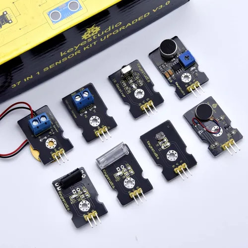 Vista 7 de KEYESTUDIO Kit de sensores 37 en 1, 37 módulos de sensores, kit de inicio para programación Arduino Mega R3 2560 Raspberry Pi, componentes