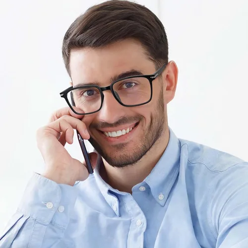 Vista 2 de Dollger - Lentes con bloqueo de luz azul para mujer y hombre, TR90, con marco cuadrado, lentes transparentes, protección ocular para computadora
