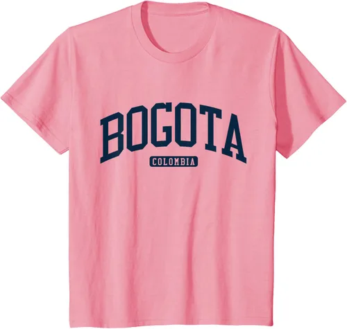 Vista 60 de Bogotá Colombia College University Style Camiseta azul marino, Blanco