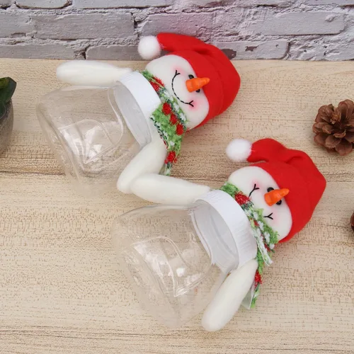 Vista 5 de Abaodam 5 cajas de galletas de Navidad, tarros de dulces de Navidad con tapas, tarros de plástico para dulces de Navidad, caja de almacenamiento