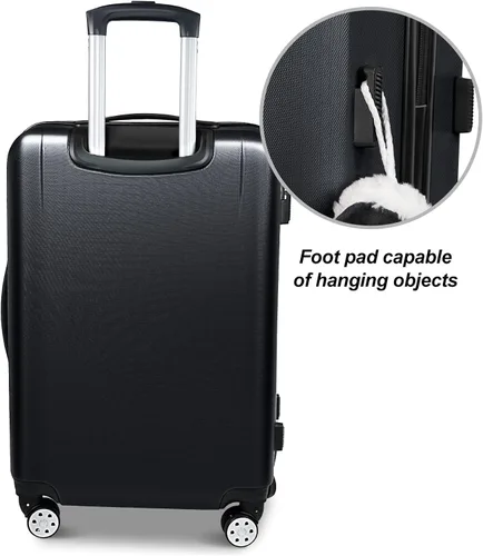 Vista 8 de Feyabul 828 - Equipaje de mano rígido con ruedas giratorias, maleta ligera con cerradura TSA, Negro, 20in&24in&28in(3 Piece Luggage Sets)