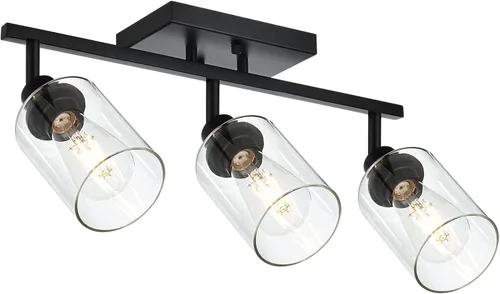 Vista 11 de Lámpara de tocador de 4 luces para baño en acabado de níquel cepillado, lámpara clásica con cabezal de luz giratoria, lámpara de techo de metal