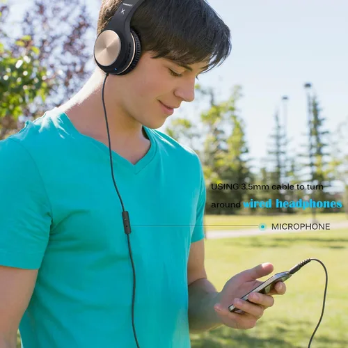 Vista 7 de Auriculares Bluetooth Riwbox, XBT-80 - Auriculares inalámbricos plegables con Bluetooth, estéreo, con micrófono y control de volumen, con cable e