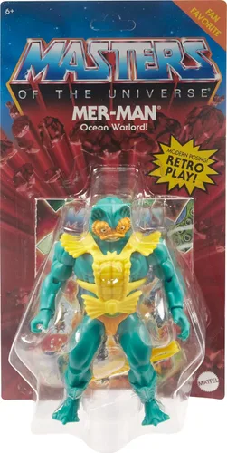 Vista 2 de Masters of the Universe Origins Figura de acción, coleccionable Mer-Man, villano MOTU Ocean Warlord, 16 articulaciones articuladas, 5.5 pulgadas
