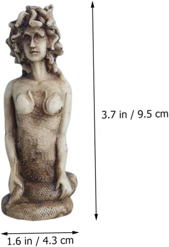 Vista 2 de Medusa - Figura de serpiente escultura de mitología griega de resina, decoración decorativa para el hogar para coleccionistas, estatua de escritorio