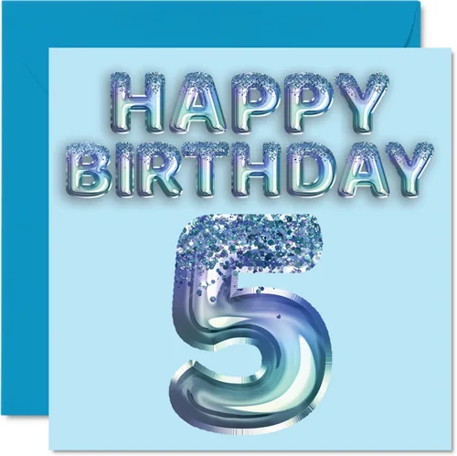 Vista 47 de Stuff4 Tarjeta de primer cumpleaños para niños, globo de fiesta con purpurina azul, tarjetas de feliz cumpleaños para niño de 1 año, nieto, hijo, 57