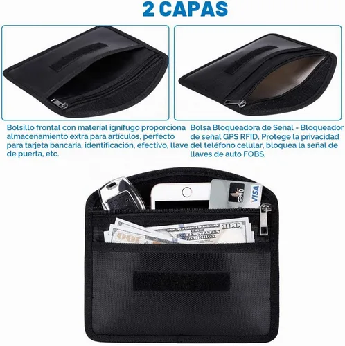 Vista 3 de Tamfile Faraday - Bolsa con cremallera para teléfono, bolsa de protección de señal ignífuga