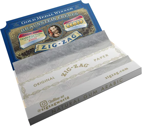 Vista 4 de ZIG-ZAG - Papel de liar blanco original de 2.756 in, goma árabe natural, línea de sellado de pegamento fino, 6 folletos con 32 papeles por folleto