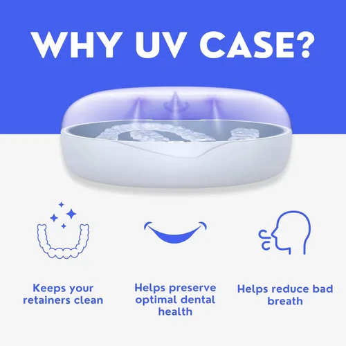 Vista 6 de Estuche de retención UV para Invisalign, alineadores, aparatos dentales, protector bucal, dentaduras postizas y protector nocturno - Estuche