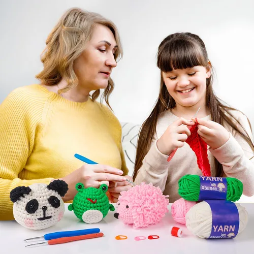 Vista 4 de XSEINO Kit de ganchillo para principiantes - Kit de inicio de ganchillo con tutoriales en video paso a paso - Kits de aprendizaje de ganchillo