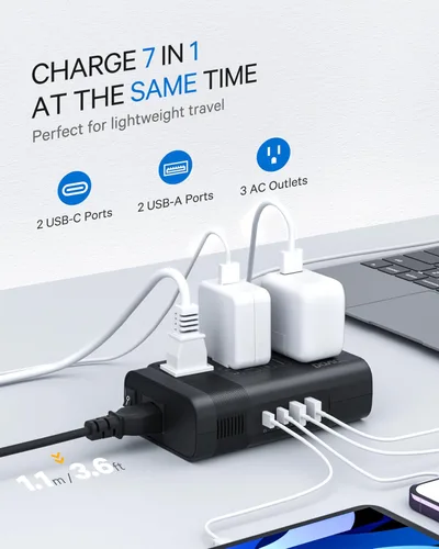 Vista 5 de DOACE Convertidor de voltaje de 350 W de EE. UU. a Europa - Convertidor de 220 V a 110 V para viajes europeos, combo de adaptador de corriente