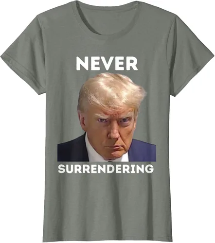 Vista 12 de Triumph Never Surrendering - Camiseta Trump Mug Shot, Negro