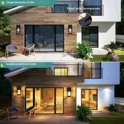 Vista 4 de AEQ Luces solares de pared para exteriores, aplique de pared solar con 3 modos de iluminación y sensor de movimiento, luz de porche impermeable