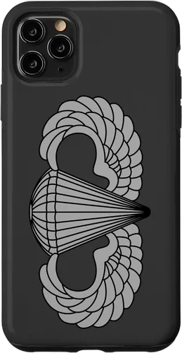 Vista 12 de Insignia básica de paracaidista para iPhone 14, alas de salto aerotransportadas, funda gris