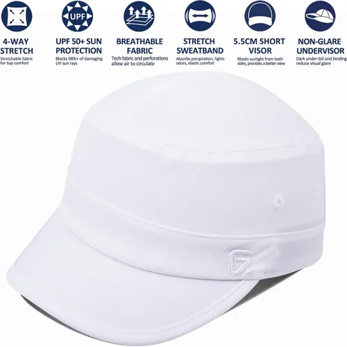 Vista 2 de GADIEMKENSD Gorra de ejército elástica Cadete Militar Sombreros Top Plano Gorra de Béisbol Corto Bill Transpirable