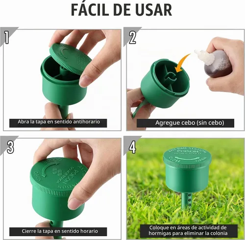 Vista 7 de Qualirey Paquete de 2 estaciones de cebo para hormigas reutilizables (cebos no incluidos), mata hormigas multisuperficie para el hogar, control