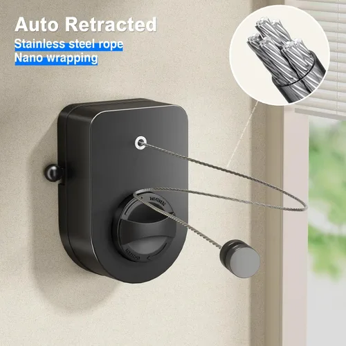 Vista 4 de Mustorn Tendedero retráctil para interiores, línea de ropa para exteriores que no se hunde, línea de ropa resistente para secar la ropa, línea