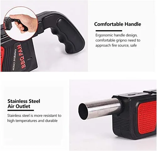 Vista 5 de Soplador de aire eléctrico portátil de mano para barbacoa Herramienta de fuelle de fuego Electricidad Ventilador de barbacoa al aire libre Picnic