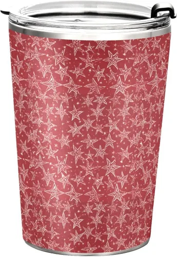 Vista 8 de Red and White Stars Stainless Steel water bottle with straw with Lid and Straw travel mug for camping leakproof insulated tumbler termo para bebidas