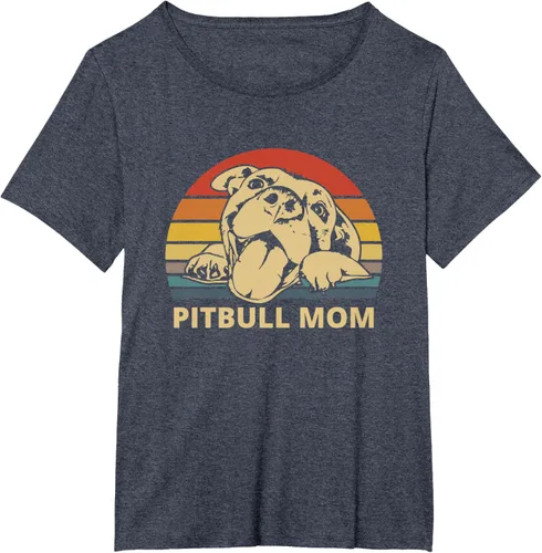 Vista 12 de Vintage Pitbull Mom Happy smiling Pitbull Mom on Sunset T-Shirt, Negro