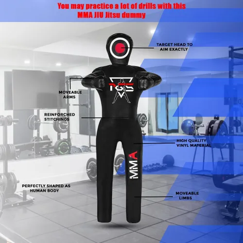 Vista 5 de PGS Grappling Dummy - Socio de entrenamiento de lucha libre sin relleno, BJJ, MMA, judo y karate, saco de boxeo de vinilo duradero para práctica
