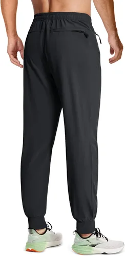 Vista 2 de MAGCOMSEN Pantalones deportivos para hombre con bolsillos con cremallera, pantalones deportivos ligeros para senderismo, correr, entrenamiento