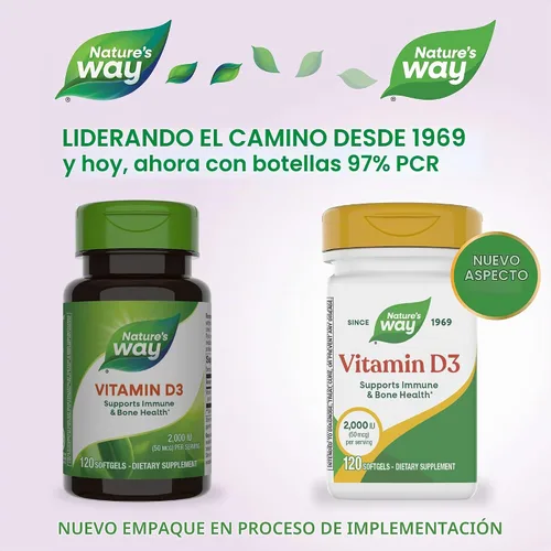 Vista 2 de Nature's Way, D3 2000 IU, vitaminas, 15590, 120, 1, 1