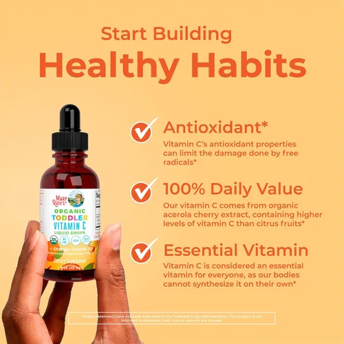 Vista 5 de MaryRuth Organics Gotas de vitamina C para niños pequeños Gotas líquidas orgánicas de vitamina C USDA para niños pequeños Edades de 1 a 3 años