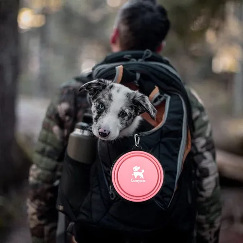 Vista 6 de COOYOO Cuenco plegable para perros, paquete de 2 cuencos plegables para agua para perros y gatos, plato portátil para alimentación de mascotas