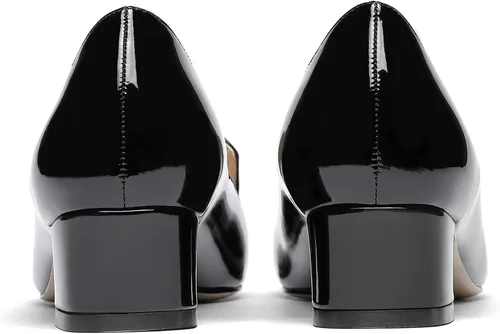 Vista 4 de WAYDERNS Zapatos de tacón bajo y grueso para mujer, con puntera cuadrada, de 1.5 pulgadas
