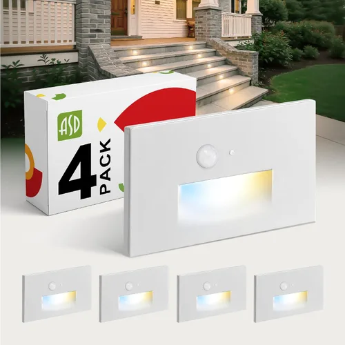 Vista 30 de ASD Lámpara LED Empotrada para Escalones, Iluminación de Peldaños para Escaleras de Exterior e Interior 3CCT, Regulable, Impermeable, Listado ETL