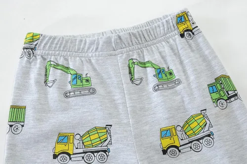 Vista 5 de Little Hand Pijamas de algodón para niños pequeños, conjunto de pijamas de manga larga para excavadora