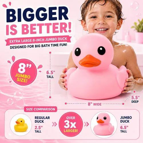 Vista 2 de XL Jumbo Grande Pato de Goma para Baño - Pato Gigante Sin Agujero, Juguete de Agua para Baby Shower, Impermeable, Gran Patito para Bebés, Sin